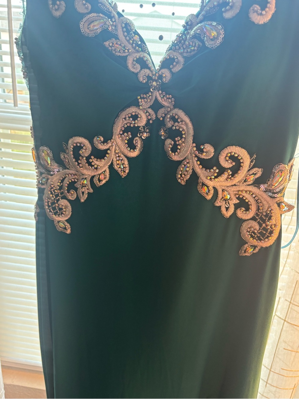 madison james Emerald Gown with Gold Embellishment
